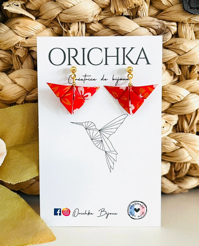 Boucles d'oreilles courtes papillon origami