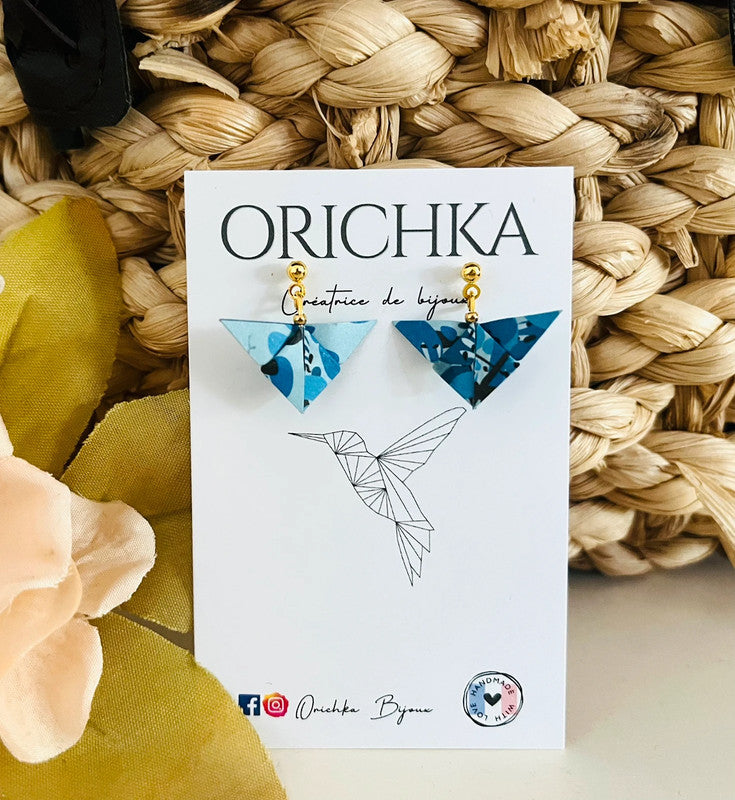 Boucles d'oreilles courtes papillon origami