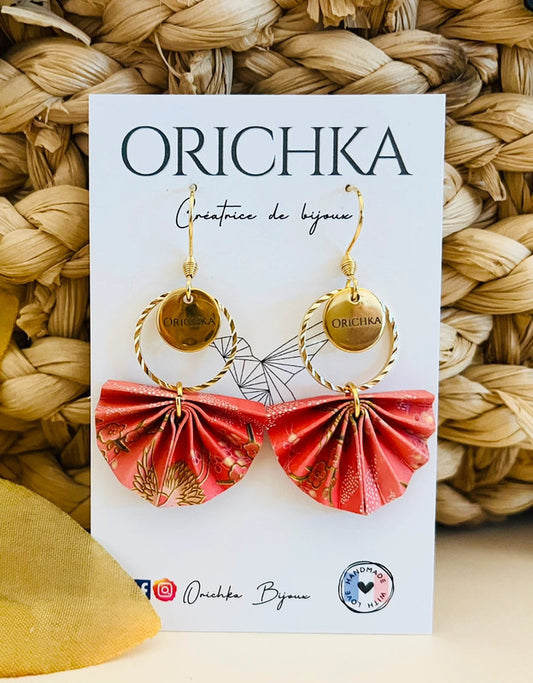 Boucles d’oreilles origami éventail